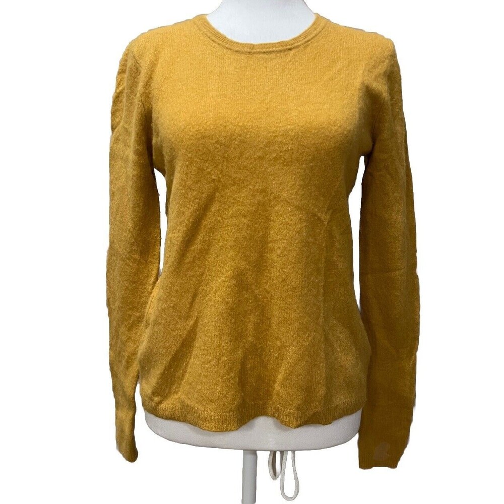 Tahari Mustard Yellow Crew Neck Sweater